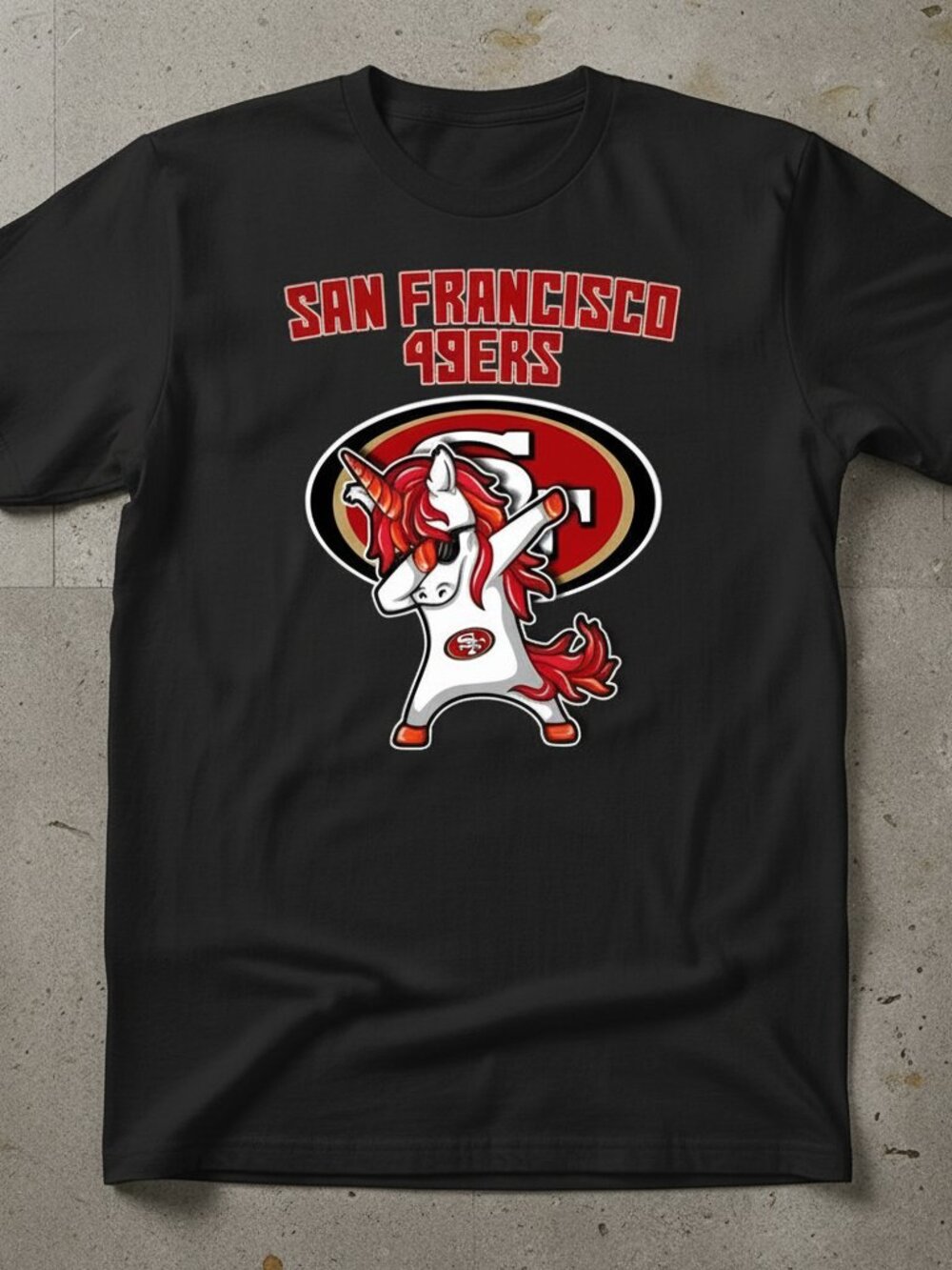 Cute San Francisco 49ers Unicorn Dabbing Graphic T-Shirt | Funny Football Fan